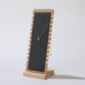 Tall Wooden Necklace <b>Display</b> Stand with Multi Slot Design pu or velvet surface for Pendant Showcase and Jewelry Retail <b>Display</b> - Product Image 4