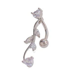 Joyería de moda para piercing de ombligo flotante, anillo de ombligo invertido chapado en oro, nueva rama de corazón de cristal rosa, hermosa y delicada barra para ombligo - Product Image 5