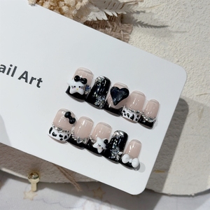 <span class=keywords><strong>Uñas</strong></span> Postizas Acrílicas Elegantes con Diseño <span class=keywords><strong>de</strong></span> Pato y Vaca, Estilo Francés, Hechas a Mano, <span class=keywords><strong>de</strong></span> Alta Calidad, Venta al Por Mayor - Product Image 2