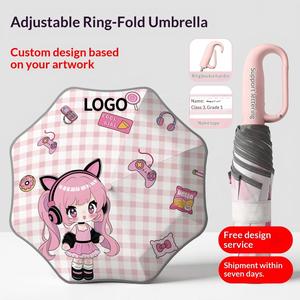 Parapluie pliable pour enfants avec logo OEM, motif dessin animé, ouverture entièrement automatique, protection UV, design résistant aux perforations, 8 baleines, haut de gamme - Product Image 4