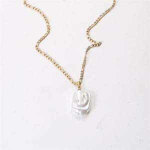 Collar con Colgante de Perla de Forma Cuadrada Irregular Creativa, Cadena de Acero Inoxidable Chapada en Oro de 18k para Mujer, Regalo de Aniversario, Fiesta - Product Image 4
