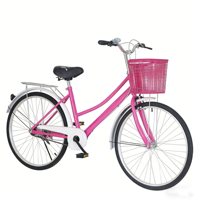 Bicicleta Clásica de Una Velocidad para Mujer, 26 Pulgadas, Aleación de Aluminio, Horquilla de Acero, Oferta Económica con Canasta, Bicicleta Urbana
