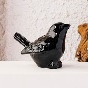 Escultura de Pájaro de Obsidiana Pulida, Adorno de Pájaro de Piedra Volcánica Natural, Decoración para el Hogar y Escritorio, Artesanía de Sanación de Chakras, Recuerdo - Product Image 5