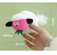 Jouet en peluche pour chat en forme de mouton fraise avec herbe à chat et clochette, durable, pour l'auto-entretenement des chatons
