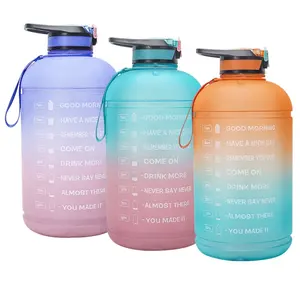 128OZ Gallon Workout Gym Plastic Sport Motivational Water Bottle BPA Free PETG Gradient Color Water Jugs With Straw