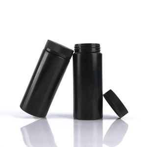Pot en plastique HDPE noir pour protéines en poudre, 100 ml, 150 ml, 200 ml, à large ouverture, avec couvercle à vis, logo personnalisé, vente en gros - Product Image 1