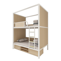 Lit superposé en métal moderne pour dortoir, école, hôtel, appartement, taille Queen, avec rangement et armoire intégrée