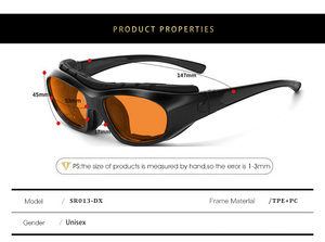 Gafas Deportivas 100% Anti Luz Azul, Montura Completa, Correa Desmontable, Lentes Naranjas de Protección Óptica para Adultos, Uso Casual - Product Image 4