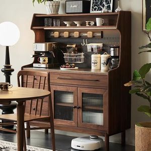 Nordic Walnut <b>Sideboard</b> Solid Wood Coffee Tea Cabinet <b>Storage</b> Living Room Cabinet - Product Image 2