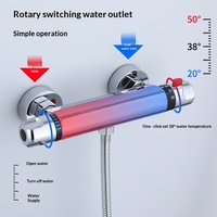 Ensemble de mitigeur de douche thermostatique mural en laiton chromé avec 38 fonctions ° Verrou de sécurité et barre coulissante réglable pour projets hôteliers