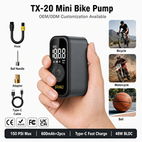 Pompe à vélo électrique ultra-compacte 150 PSI, compresseur sans fil rechargeable avec capteur d'arrêt automatique LED pour vélos de route, VTT et vélos électriques