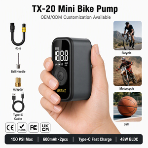 Pompe à vélo électrique ultra-compacte 150 PSI, <span class=keywords><strong>compresseur</strong></span> sans fil rechargeable avec capteur d'arrêt automatique LED <span class=keywords><strong>pour</strong></span> vélos de route, <span class=keywords><strong>VTT</strong></span> et vélos électriques - Product Image 1