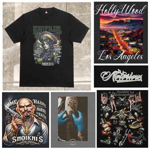 تي شيرت رجالي فضفاض مخصص من DFJ، 100% قطن، ملابس الشارع على طراز الهيب هوب، مقاوم للتكور، ياقة دائرية، وزن القماش 260 جرام - Product Image 2