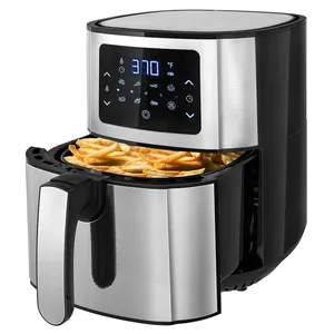 Hot Air Fryer 5.5L Stainless Steel Electric Air Fryer 4L Cook without Oil Air Frier Digital 8 Presets Touchscreen Airfryers