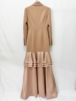 Robe de soirée Vespera 2026 haut de gamme chic et élégante, style blazer, asymétrique à volants, manches longues, double boutonnage, pour soirée formelle