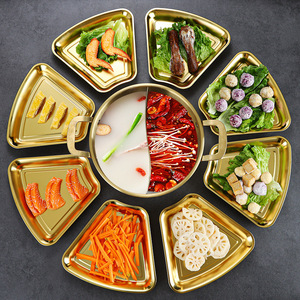 Stainless Steel Hot Pot Dish Set 304 Gold Irregular Shape For Party Reunion Snack Platter BBQ Plate - Product Image 1