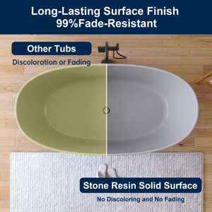 Bañera de Hidromasaje de Lujo Maydon de 1650 mm en Gris con Piedra de Resina Premium, Bañera para Adultos para el Hogar, Fabricante de Bañeras de Aluminio - Product Image 5
