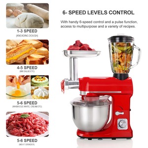 9-in-1 Vertical 500 Watt Tilting Head Multifunctional Electric <strong>Mixer</strong> with Stainless Steel <strong>Bowl</strong> and 1.5L <strong>Glass</strong> Jar Meat Grinder - Product Image 4
