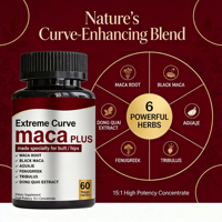 Complément Naturel Maca Plus Extreme Curve pour la croissance des fesses et des hanches, Racine de Maca, Maca Noire, Aguaje, 60 Capsules Végétales OEM