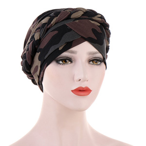 Gorro turbante estampado para mujer, pañuelo de seda de leche cepillada, gorra trenzada de tela de flores, puede ocultar el cabello, sombrero musulmán - Product Image 4