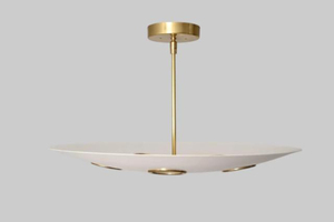 Lustre suspendu concave en laiton à six lumières, fait main, style Sputnik, moderne du milieu du siècle, pour la maison, le bureau, LED - Product Image 2