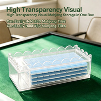 Boîte de rangement en acrylique transparent épais pour Mahjong américain, étui organisateur effet écaille de tortue pour le rangement des tuiles de jeu à domicile
