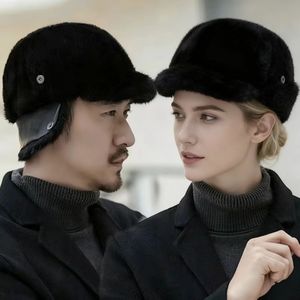 Gorro de Piel de Visón Entera para Hombre, Gorro Grueso y Cálido para Invierno, Moderno y Elegante para Exteriores - Product Image 5