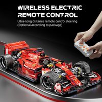 En stock : Blocs de construction de voiture de course F1 rouge à l'échelle 1:10, modèle statique DIY mécanique de supercar de formule 1, jouet en briques pour garçons