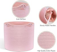 Grands bacs de rangement en coton Panier à linge pliable rectangulaire de style moderne avec de jolies oreilles de chat Panier tissé rose