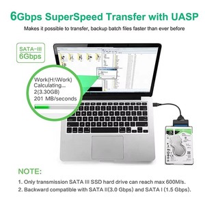 Cable Adaptador Convertidor USB 3.0 a SATA <span class=keywords><strong>de</strong></span> 22 Pines para Discos Duros HDD y SSD <span class=keywords><strong>de</strong></span> 2.5 Pulgadas, 5Gbps - Product Image 3