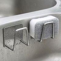 Support mural auto-adhésif en acier inoxydable pour éponges de cuisine, égouttoir, crochets de rangement, accessoires d'organisation pour cuisine