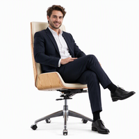 Chaise de bureau de direction en cuir véritable, design moderne, ergonomique, avec structure en aluminium, inclinable et pivotante