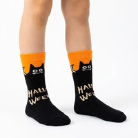 Chaussettes d'Halloween pour enfants, motifs de dessins animés colorés : chat noir, fantôme, citrouille, maison hantée, crâne – Designs non répétitifs, douces, pour les fêtes