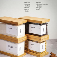 Multifunktionale Küchen-Aufbewahrungsbox Kaffeebohnen-Gewürz-Zucker-Behälter Spender Hölzerner Lebensmittel-Organizer