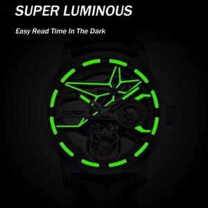 Drop Shipping for Flying Tourbillon Mechanical Full <b>Skeleton</b> Waterproof Luxury <b>Watch</b> for Men Leather Strap 7053 - Product Image 2