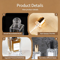 Botella de Perfume Cuadrada de Vidrio Transparente Clásica Personalizable con Tapa de Rosca Vacía de 15ml y 30ml