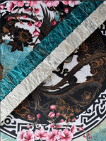 Jeu de Mahjong américain avec motif grue à couronne rouge chinoise et fleur de prunier, tuiles de Mahjong en acrylique marbré vert avec tapis de Mahjong assorti