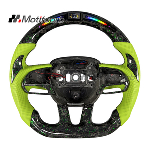 พวงมาลัยคาร์บอนไฟเบอร์สีเขียวแบบกำหนดเองสำหรับ Dodge Charger Challenger Hellcat SRT 392 Scat R/T GT SXT ปี 2013-2023 - Product Image 1