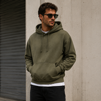 Sweat à capuche personnalisé avec logo, 280 GSM, en molleton brossé, coupe oversize, mélange de coton, style streetwear pour homme