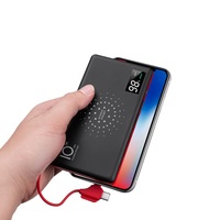 Nuevo modelo integrado en cable 3 en 1 10000mAh bancos de energía de carga inalámbricos multifuncionales para iPhone 11