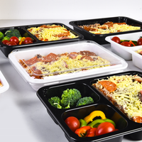 Barquettes d'emballage alimentaire personnalisées en CPET, blanches, à 2 compartiments, boîte à lunch, conteneur de préparation de repas à emporter en CPET avec couvercle transparent