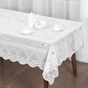 Trắng Hoa Ren Khăn trải bàn hình chữ nhật 60x120 inch - Product Image 4