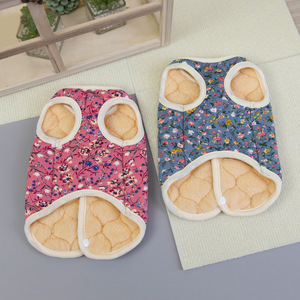 Pet clothing, small dog <b>clothes</b>, <b>cat</b> <b>clothes</b>, autumn and winter warm and comfortable cross-border wholesale floral cotton vest - Product Image 1
