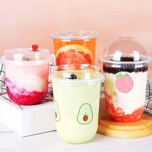 Wholesale clear pp Blister <b>Plastic</b> U Shape Dessert <b>Cup</b> PP Beverage Juice Bubble Tea <b>Cup</b> with Lids - Product Image 2