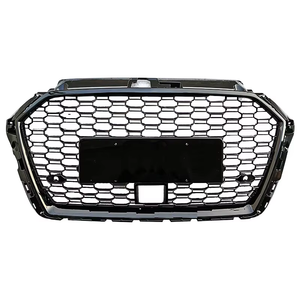 Parrilla Delantera Negra Brillante Estilo RS3 para <span class=keywords><strong>Audi</strong></span> <span class=keywords><strong>A3</strong></span> S3 8V.5 2017 2018 2019, con Diseño de Panal y Logotipo Quattro - Product Image 1