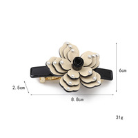 Pince à cheveux latérale en acétate style français, motif camélia doux, incrustée de perles, pour cheveux rebelles, accessoire capillaire, cadeau