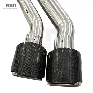Système d'échappement complet en acier inoxydable SDO pour VW <span class=keywords><strong>Golf</strong></span> 7R/7.5R MK7/MK7.5 2.0T 2012-2020 avec tuyau de descente droit et embouts en carbone - Product Image 6