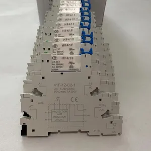 HF41F 024-ZS Modul Relay dengan Soket 41F-1z-c2-1 Din-Rail 6A, Kontak Penilaian Ramping Soket Relay HF41F 024-ZST