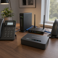 Grandstream HT812 Adaptador Telefónico Analógico ATA de 2 Puertos FXS, Gateway VoIP con Router Gigabit NAT Integrado, Voz HD SIP