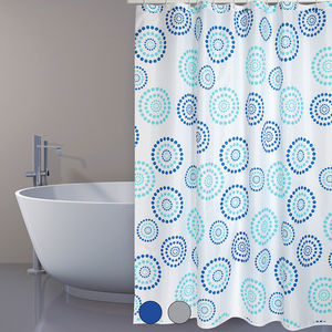 Rideau de douche en tissu polyester à pois 180x200 cm gris - Product Image 1